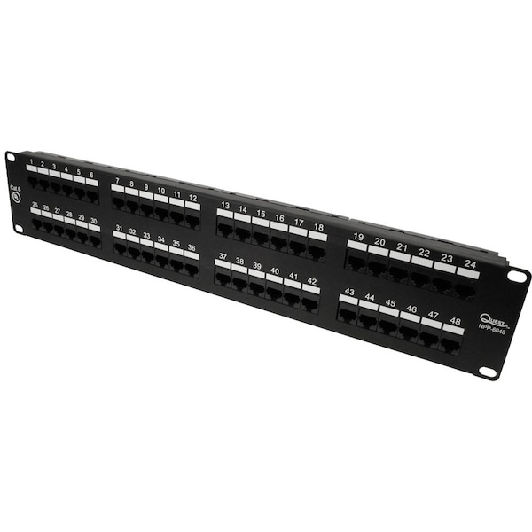 Cat6 Utp Patch Panel - 48-Port, 19" Rack Mnt, 2U